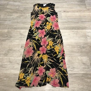 Vintage Coldwater Creek Damen Größe Medium dehnbar Blumenmuster langes ärmelloses Kleid USA - Bild 1 von 5