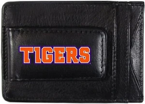 Clemson University Tigers Black Leather Wallet, Front Pocket Magnetic Money... - Picture 1 of 3
