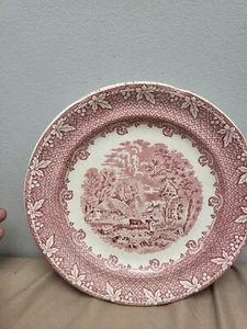 Antique George Jones & Sons Oriental Crescent Red/Pink Dinner Plate 1/4" - Picture 1 of 14
