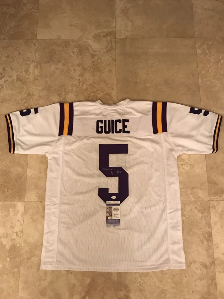 DERRIUS GUICE LSU Tigers SIGNED Custom Stitched Jersey JSA SD32449 - Image 1 of 1