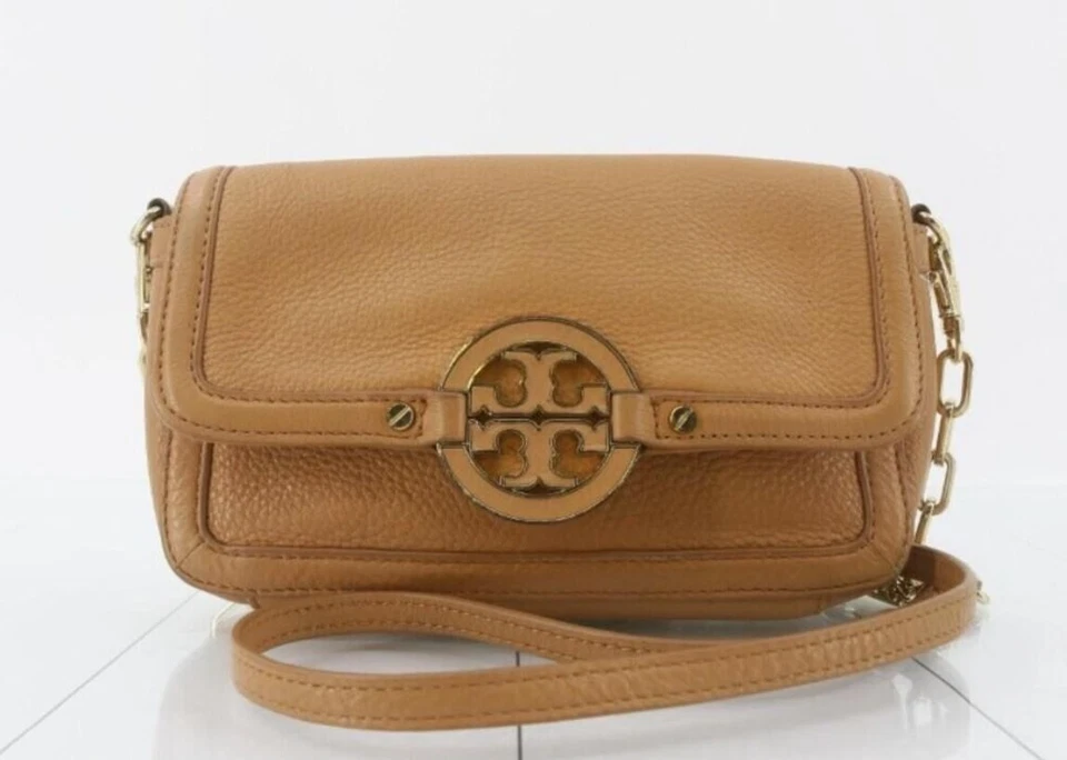 Pre-Owned Authentic Tory Burch Brown Leather Clutch/Chain Shoulder Bag with Logo - Image 1 of 3
