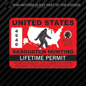 United States Sasquatch Hunting Permit Sticker Vinyl Bigfoot 13igfo0T - Bild 1 von 1