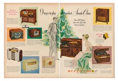 1948 RCA Victor Televisão Rádio Fonógrafo Vintage Impressão Anúncio TV Gravador EUA - Imagem 1 de 4