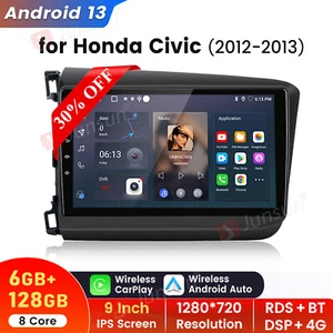 Radio estéreo 8 núcleos 6+128 GB Android 13 Carplay GPS WIFI para Honda Civic 2012-2015 - Imagen 1 de 19