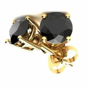 2 kt runder, im Labor hergestellter Diamant Ohrstecker Ohrring 14 kt Gelbgold vergoldet - Bild 1 von 3