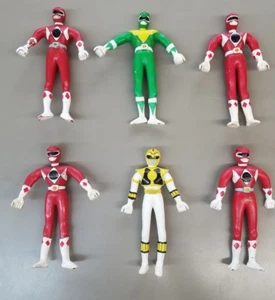 Power Rangers 1994 Bendy MMPR Gordy Toy Bendable lot of 6 white green 4 reds - Picture 1 of 8