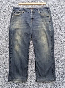 7 For All Mankind Austyn Jeans Mens 36X26 Straight Leg Denim Distressed Blue - Picture 1 of 15