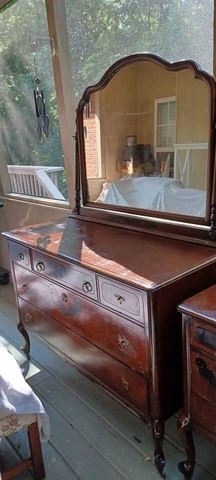 1900's Rushville Furniture Co Antique Dresser on Caster Wheels Cover