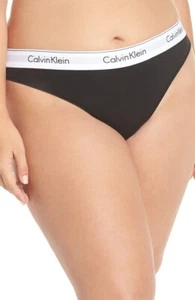 Calvin Klein 187928 Womens Modern Cotton Thong Panty Underwear Black Size 1X - Picture 1 of 3