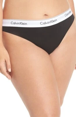 Calvin Klein 187928 Womens Modern Cotton Thong Panty Underwear Black Size 1X - Image 1 of 3