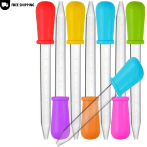 6pcs Liquid Droppers Silicone And Plastic Pipettes Transfer Eyedropper With Bulb - Picture 1 of 9