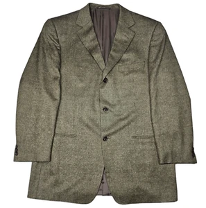 Ermenegildo Zegna Soft Mens 44L 3 Button Blazer Jacket Wool Silk Blend Brown - Picture 1 of 8