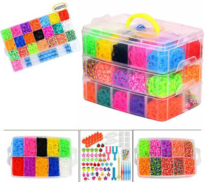 15000/4400Pcs Kit Box+ Rubber Loom Bands Children Mult-color Make Woven Bracelet • 6.19£