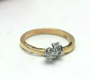 18K YELLOW GOLD, GENUINE 0.20CT DIAMOND LADIES RING SIZE M - 18CT 750 - Picture 1 of 3