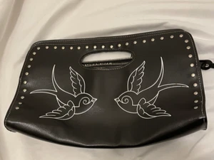 Lux de Ville Sparrow Clutch Handbag Black Pinup-Studded EUC Vintage Rockabilly - Picture 1 of 12