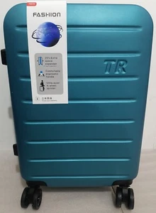 TR Hard Case PC+ABS Expandable Lightweight Cabin Suitcase 8 Wheel Teal +  Lock - Picture 1 of 6