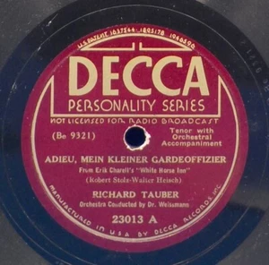 Richard Tauber (German & English) 78 Adieu Mein Kleiner Gardeoffizier BX1C - Foto 1 di 2