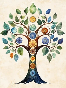Canvas Art Tree Of Life Blue Green Brown Wall Picture Poster Print - Picture 1 of 22