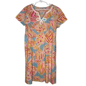 Lilly Pulitzer Girls Tropical Print Shift Dress XL 12-14 Cotton - Picture 1 of 5