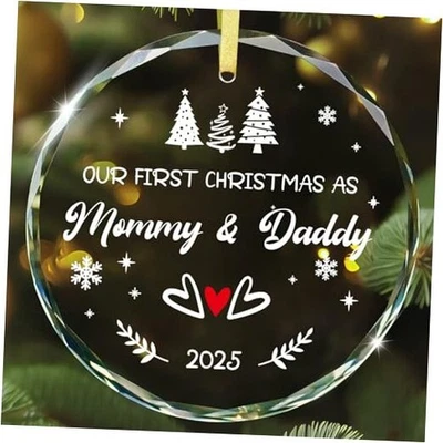  Adornos de Navidad Familiares - 2025 Nuestra Primera Navidad Como Mamá y Papá A-2 Foto 1 de 4