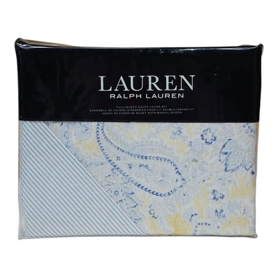 Lauren Ralph Lauren Marisa Full/Queen Duvet Cover Set 92x96" Blue Yellow Paisley - Image 1 of 4