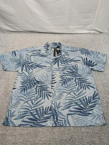 Blue Generation Hawaiian Shirt Palm Flower Floral Print Mens Large NWT - Picture 1 of 13