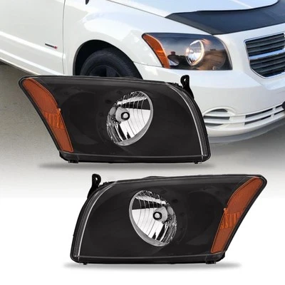 For 2007-2012 Dodge Caliber R/T SXT SE Black Headlights Assembly Headlamp LH+RH Foto 1 de 4