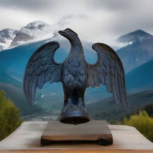 Antique American Eagle Flag Pole Topper Bronze Vintage - Picture 1 of 9