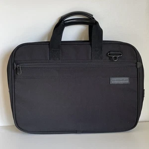 Briggs & Riley Travelware Black Nylon Laptop Briefcase Expandable  Leather Trim - Bild 1 von 7