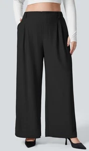 Halara Flex Black High Waisted Side Pocket Wide Leg Waffle Plus Size Pants 2XL - Picture 1 of 6