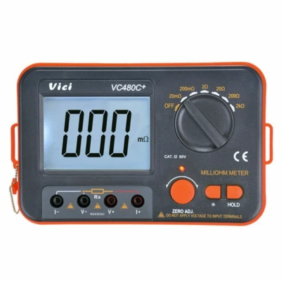 Milli-ohm Meter VC480C LCD Backlit 4 Wire Test Low Resistance Multimeter 6 Range - Image 1 of 4