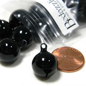 20 dijes de campana negra oscura con orificio de bucle para colgar con metal base de latón - Imagen 1 de 2