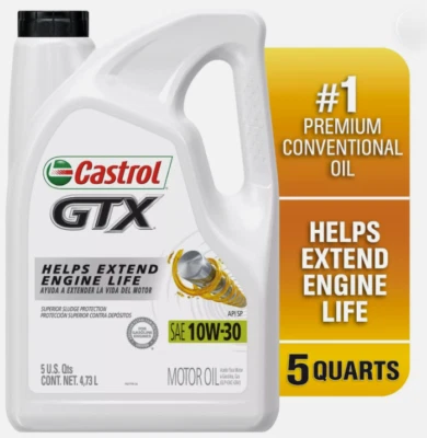 Aceite de motor convencional Castrol GTX 10W-30, 5 cuartos (paquete de 1) Foto 1 de 4