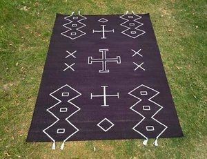 8x10 Ft Hand Woven Navajo Wool Rug Native American style Southwestern area Rug - Picture 1 of 24