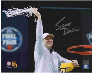 Scott Drew Baylor Bears NCAA Autographed 8"x10" Cutting Net Photo - FANATICS Aut - Picture 1 of 2