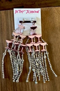 Betsey Johnson Earrings Champagne Going All Out Crystal Holiday Dazzle NWT - Picture 1 of 6