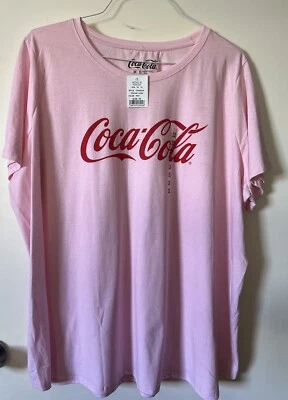 Coca-Cola Women's Pink Short Sleeve Big Graphic Print Logo Casual T-Shirt SZ 3XL - Image 1 of 4