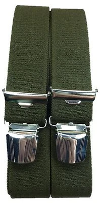 ABC-SUPERIOR Hosenträger,olivgrün,4 breite extra starke ABC-Clips,35mm breit, 70cm-200cm lang