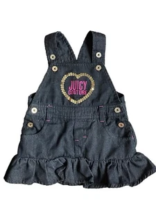 Bebé Niña 12 Meses Juicy Couture Lavado Oscuro Jean Mono Vestido Lentejuelas Corazón - Imagen 1 de 8