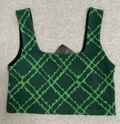 TOPSHOP green crop Top size 10 Geometric printed BNWT - Image 1 of 4