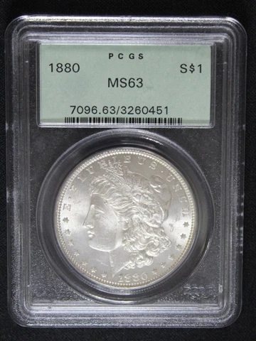1880 Morgan Silver Dollar OGH PCGS Graded MS63 Vintage Slab Old Green Holder Cover