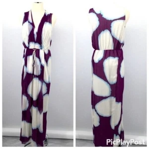 Diane Von Furstenberg Silk Maxi dress purple with rose petals Sz 6 BoxD - Foto 1 di 9