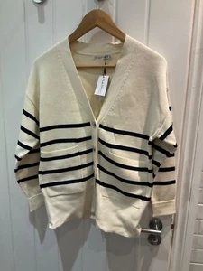 Primark cream and black stripe v-neck cardigan. Size XS. New with tags - Picture 1 of 10