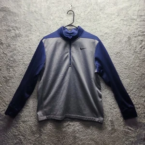 Nike Pullover Herren Large grau marineblau Viertelreißverschluss Dri-Fit Therma 1/4-Reißverschluss sportlich - Bild 1 von 7