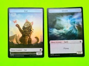 MTG  Foundations - Cat / Spirit - Double Sided Foil Token - Picture 1 of 2