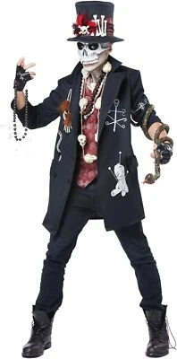 Voodoo Dude Priest Zombie Skull Skeleton Fancy Dress Halloween Adult Costume - Image 1 of 2