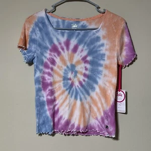 Justice Girls Tie Dye Shirt Size L (12-14). NWT! Square Neck. Multicolored. - Picture 1 of 7