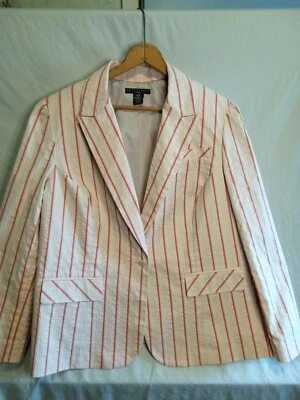 Apostrophe coral and tan striped lined suit jacket 22W Foto 1 de 3