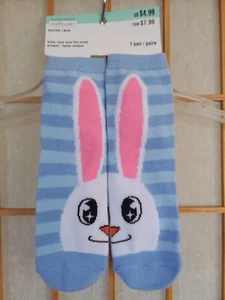 EASTER BUNNY SOCKS Kids Six Pairs Available Pink/Lavender Stripe & Blue stripe - Picture 1 of 6
