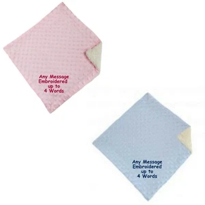 Personalised Comfort Blanket New Baby Girl Boy Nursery Comforter Pink Blue Gift - Picture 1 of 3